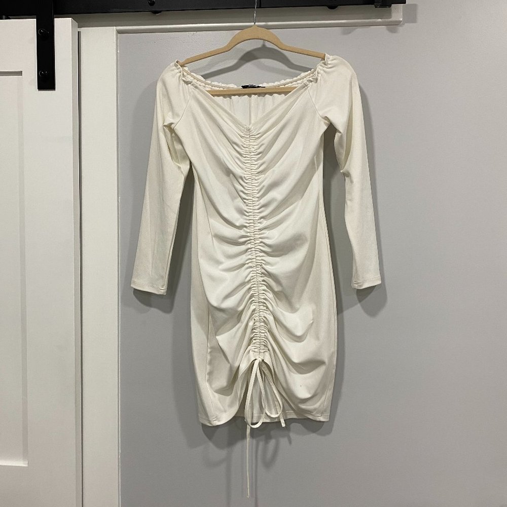 White Off the Shoulder Long Sleeve Shein Dress